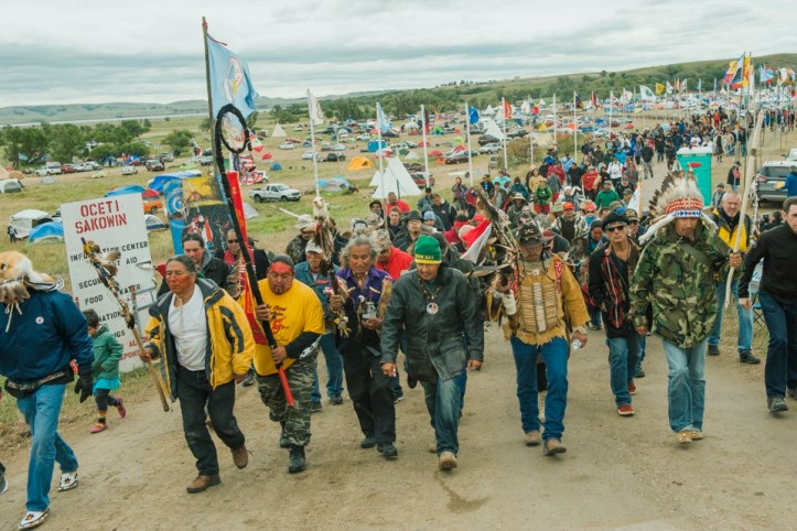 Protesters demonstrate against the Energy Transfer Partners' Dakota Access pipeline near the Standing Rock Sioux reservation in Cannon Ball, North Dakota